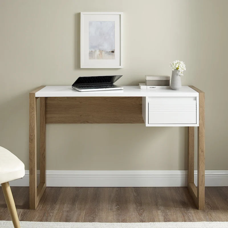 Bureau à un tiroir deux tons