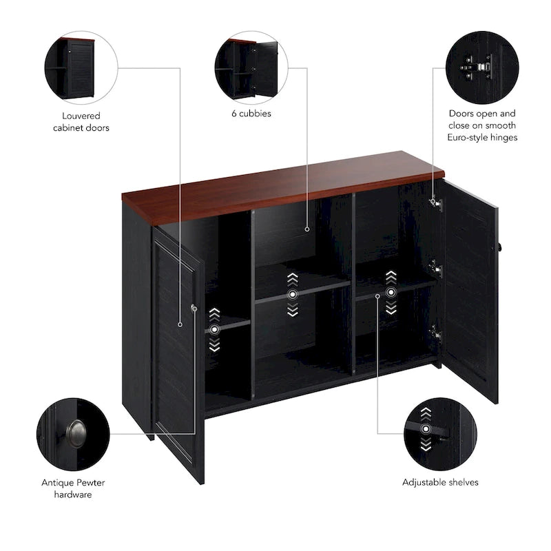 Meuble décoratif avec étagères et portes