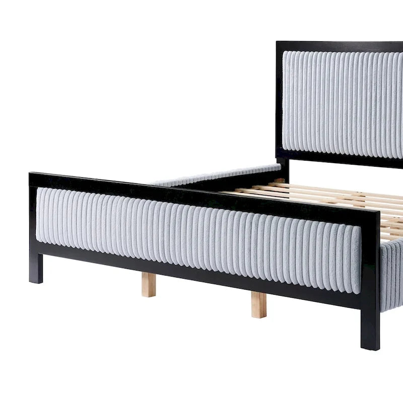Lit plateforme tapissé King/Queen avec tête de lit tapissée