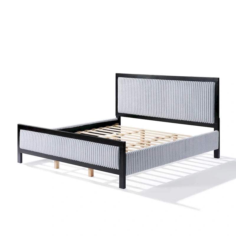 Lit plateforme tapissé King/Queen avec tête de lit tapissée