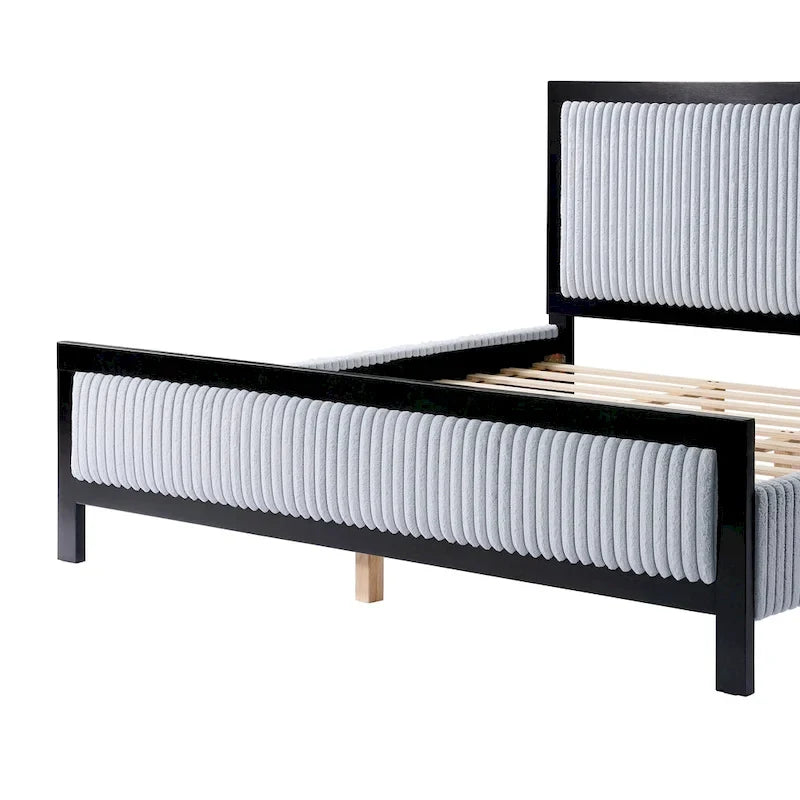 Lit plateforme tapissé King/Queen avec tête de lit tapissée