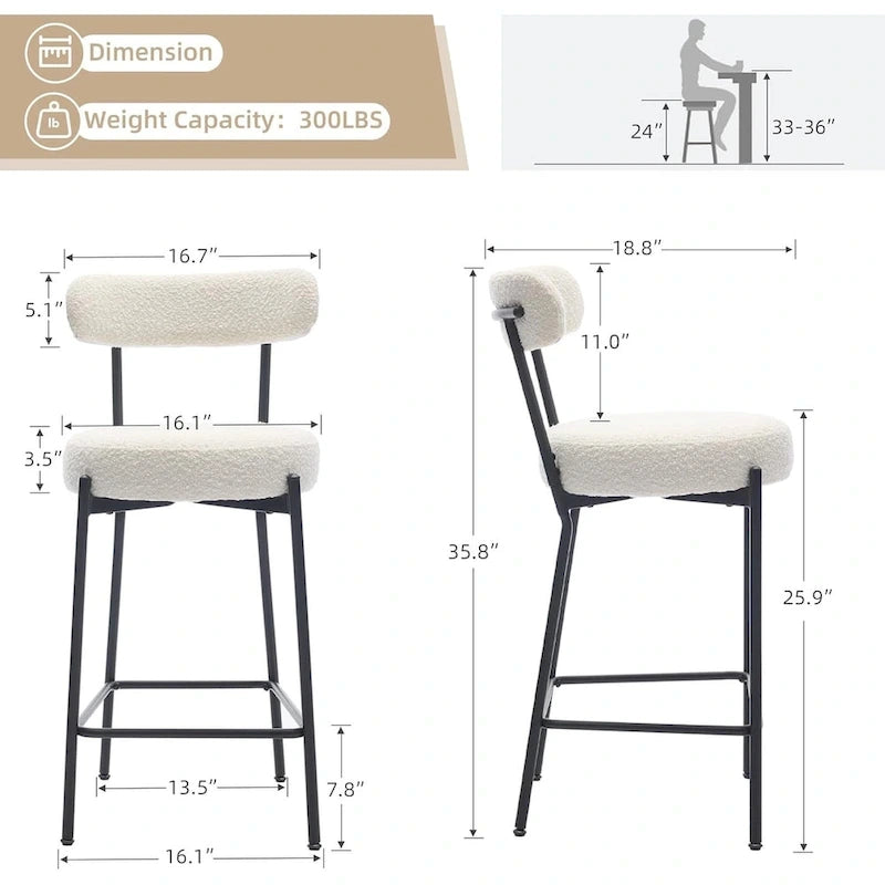 Tabourets de bar, lot de 2, tabourets de bar rembourrés de 76 cm