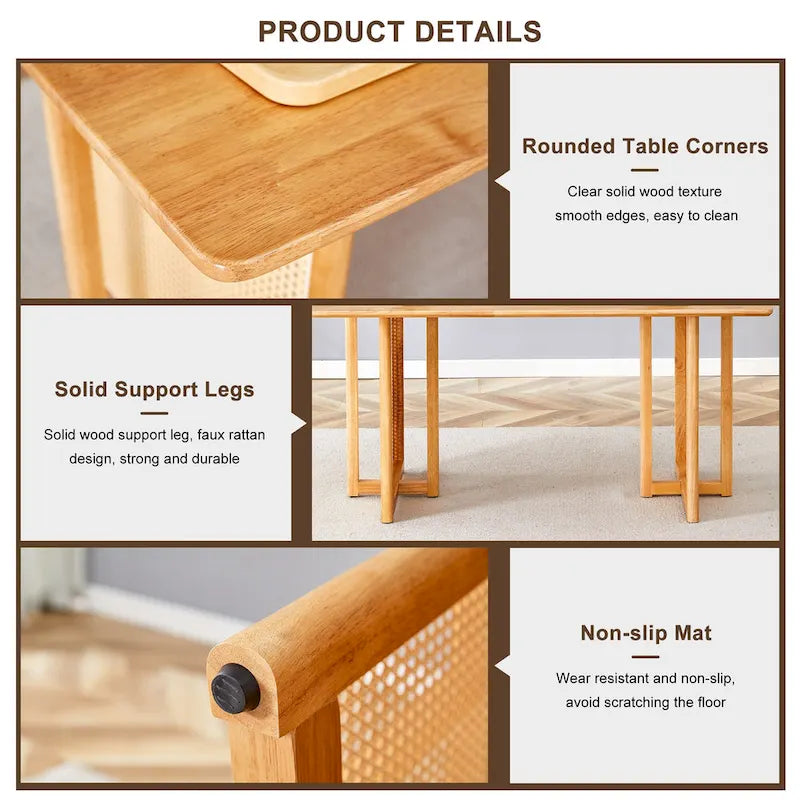 Table rétro en hévéa (finition noyer)