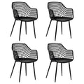 Chaises de salle à manger modernes (lot de 4) — Coque en plastique avec design ajouré, associées à des pieds en métal
