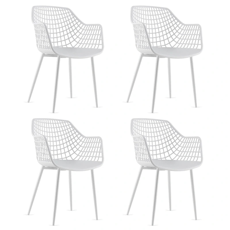 Chaises de salle à manger modernes (lot de 4) — Coque en plastique avec design ajouré, associées à des pieds en métal
