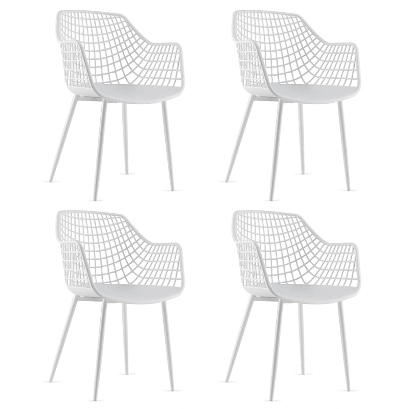 Chaises de salle à manger modernes (lot de 4) — Coque en plastique avec design ajouré, associées à des pieds en métal