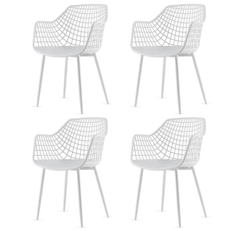 Chaises de salle à manger modernes (lot de 4) — Coque en plastique avec design ajouré, associées à des pieds en métal