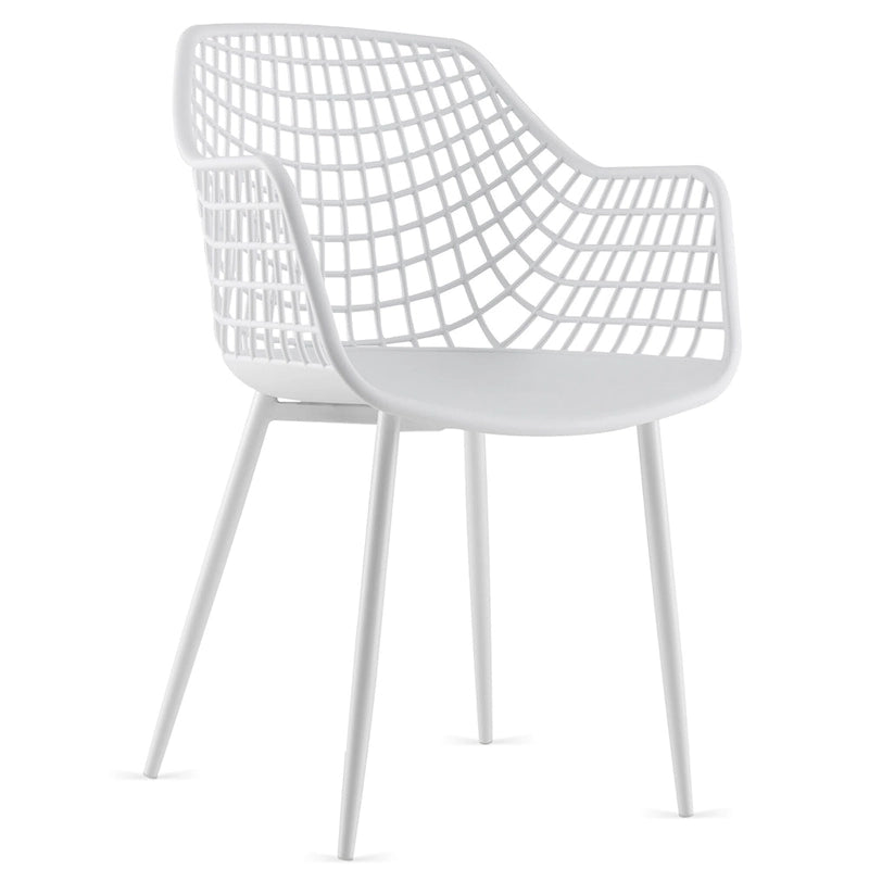 Chaises de salle à manger modernes (lot de 4) — Coque en plastique avec design ajouré, associées à des pieds en métal