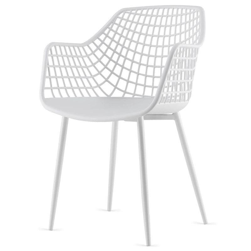 Chaises de salle à manger modernes (lot de 4) — Coque en plastique avec design ajouré, associées à des pieds en métal