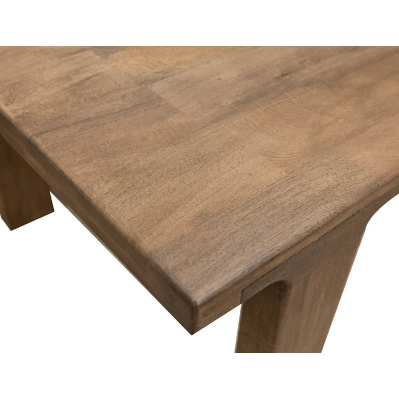 Table à manger, Plateau rectangulaire de 87 pouces, Bois de manguier massif marron rustique