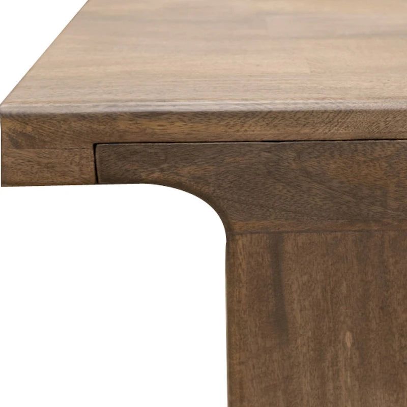 Table à manger, Plateau rectangulaire de 87 pouces, Bois de manguier massif marron rustique