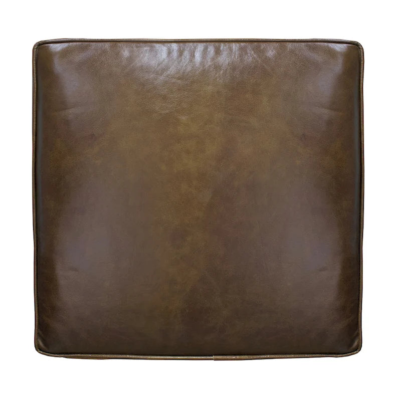 Fauteuil d'appoint Amber, Bois de manguier à lattes fabriqué à la main, Coussins en cuir de buffle, Pieds inclinés