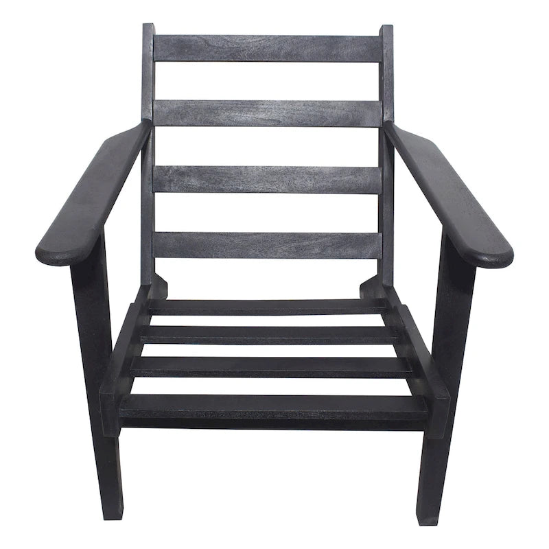 Fauteuil d'appoint Amber, Bois de manguier à lattes fabriqué à la main, Coussins en cuir de buffle, Pieds inclinés