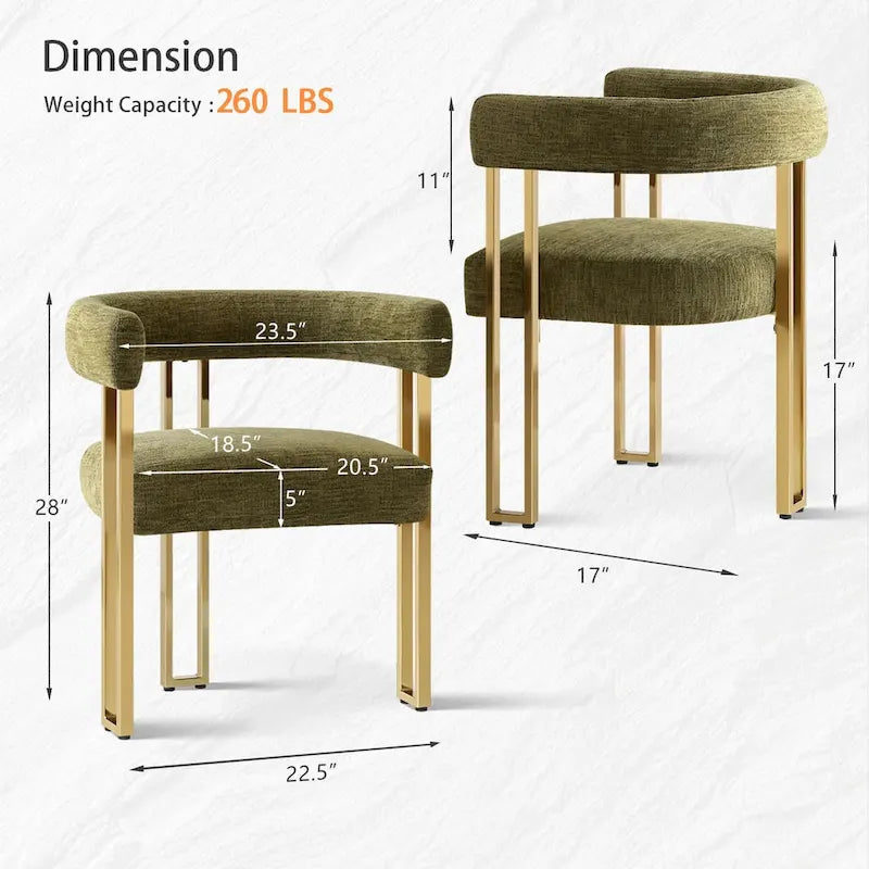 Fauteuil en tissu chenille (lot de 2)