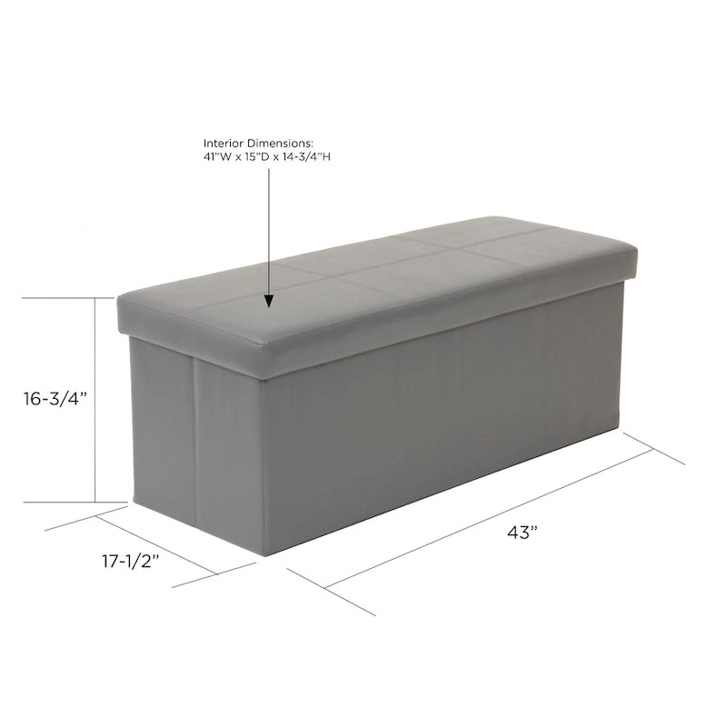 Banc de rangement pliable matelassé — Gris canon de fusil