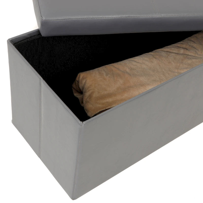 Banc de rangement pliable matelassé — Gris canon de fusil