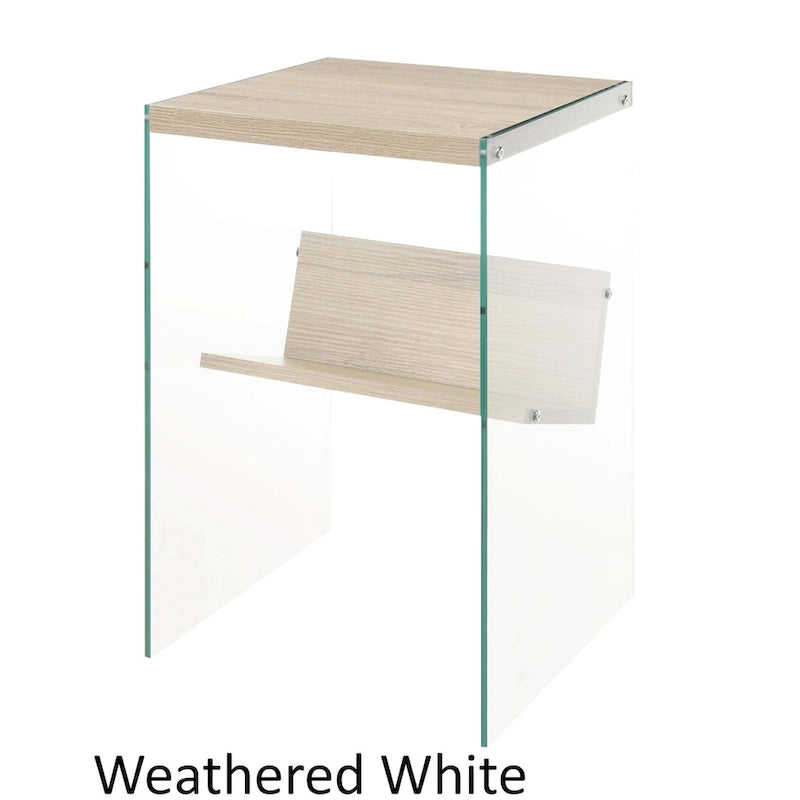 Table d'appoint en verre avec étagères