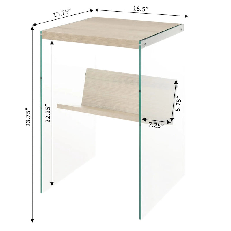 Table d'appoint en verre avec étagères