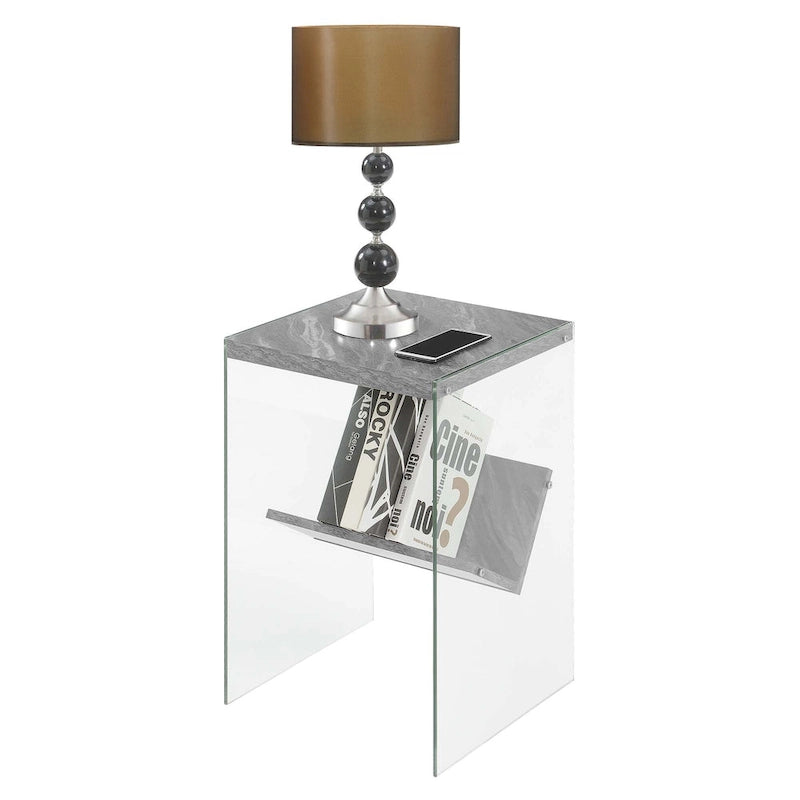 Table d'appoint en verre avec étagères