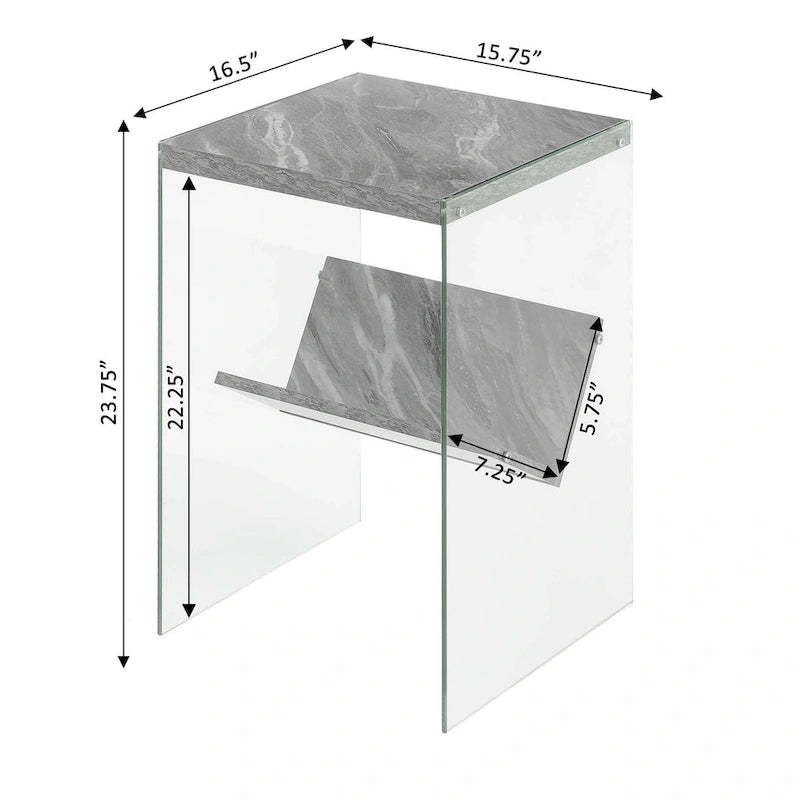 Table d'appoint en verre avec étagères