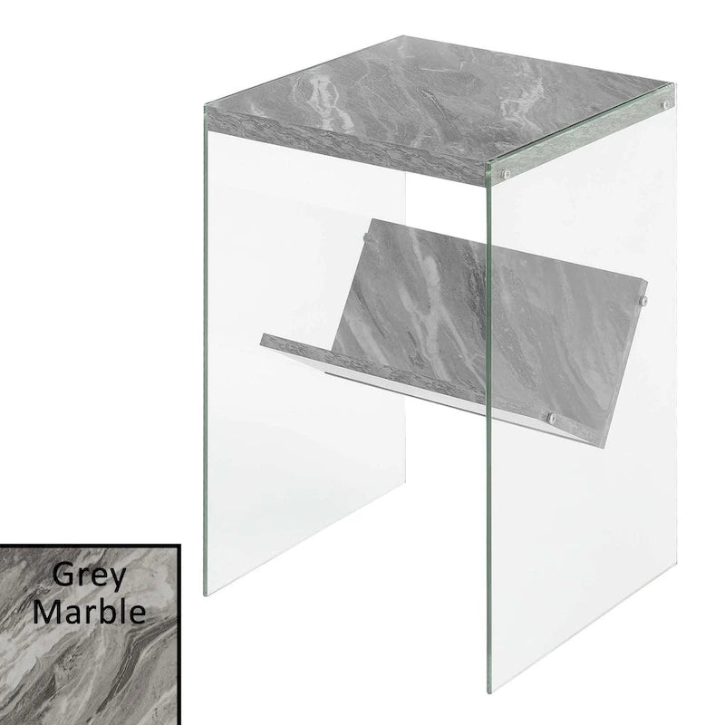 Table d'appoint en verre avec étagères