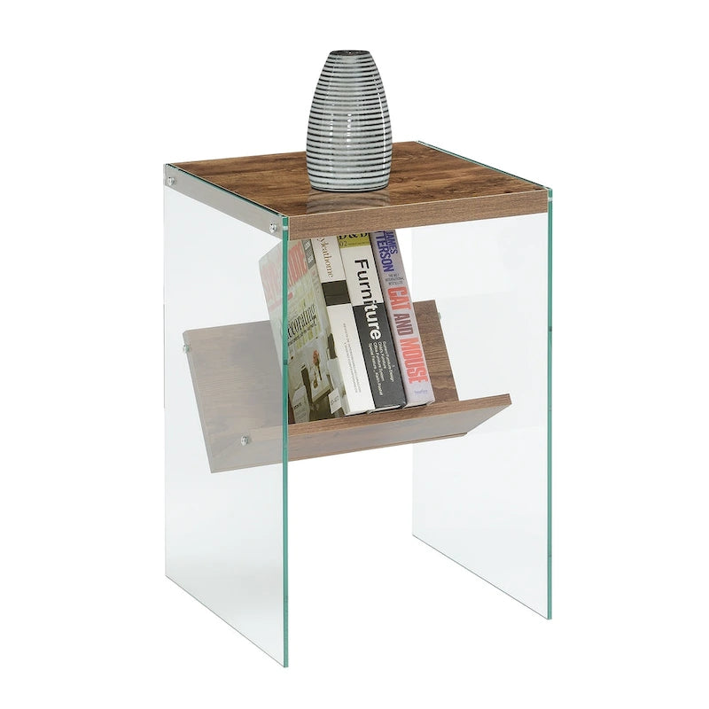 Table d'appoint en verre avec étagères