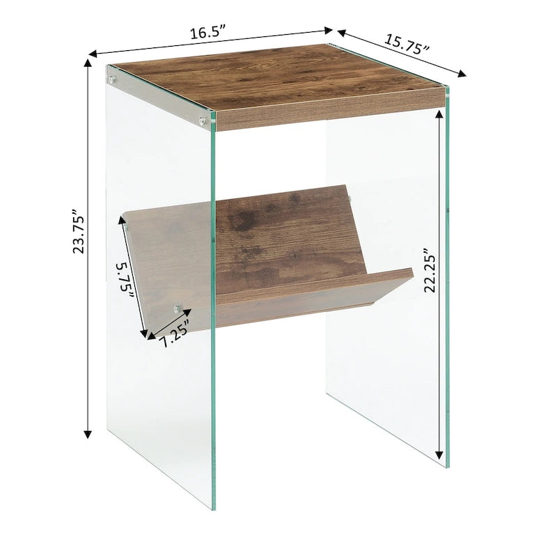 Table d'appoint en verre avec étagères
