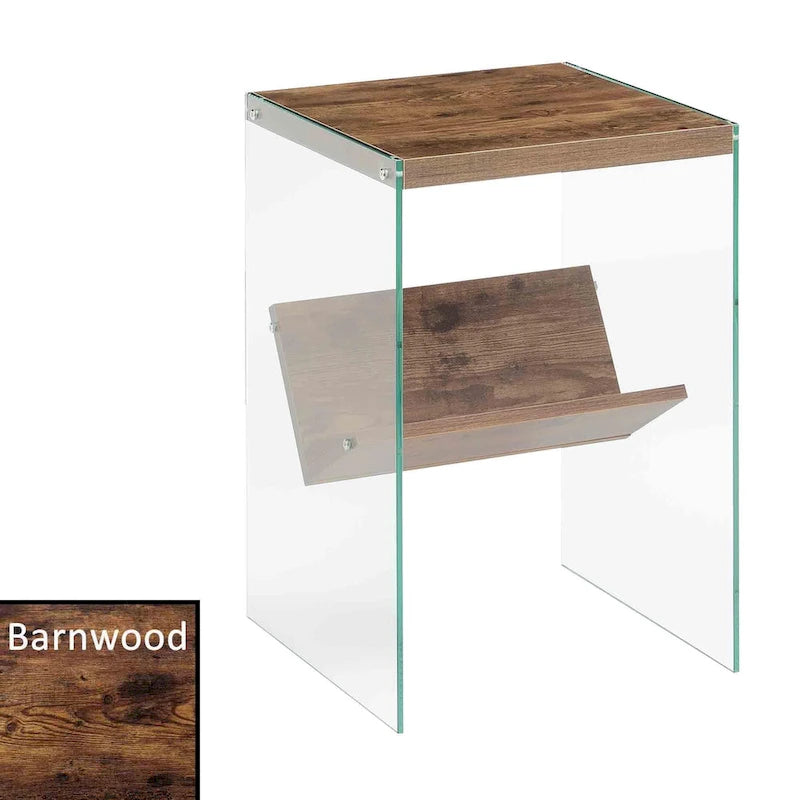 Table d'appoint en verre avec étagères