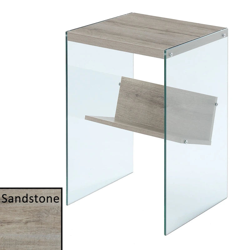 Table d'appoint en verre avec étagères