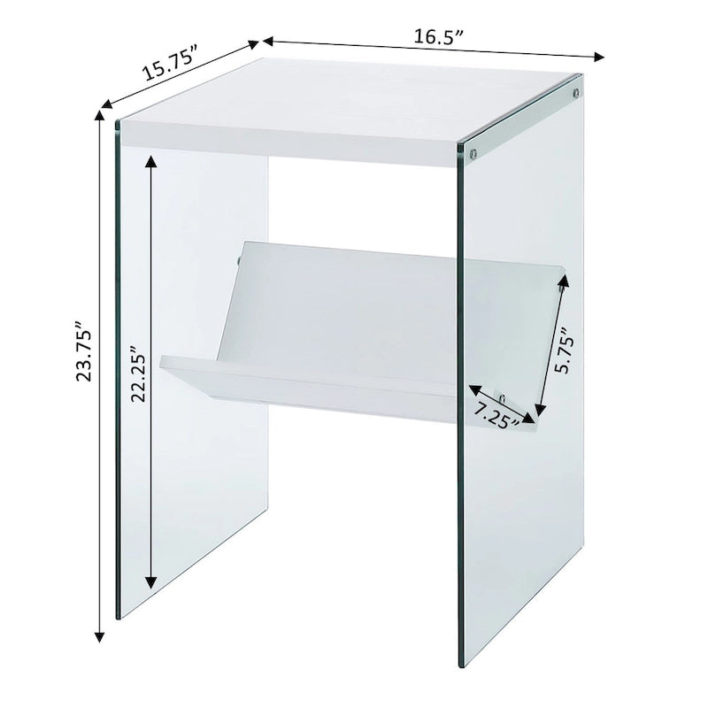 Table d'appoint en verre avec étagères
