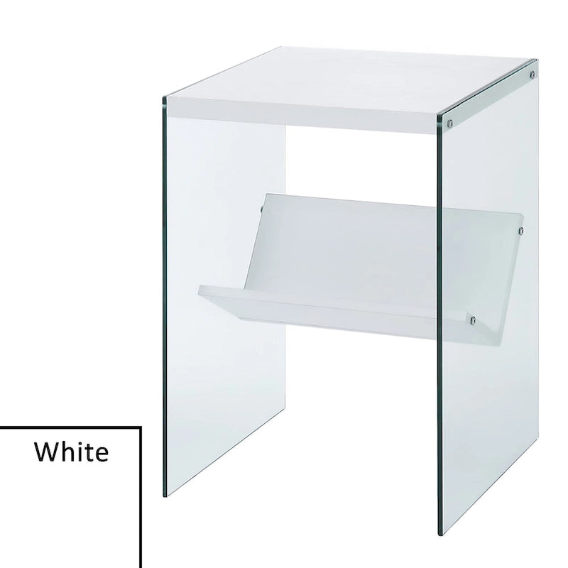 Table d'appoint en verre avec étagères