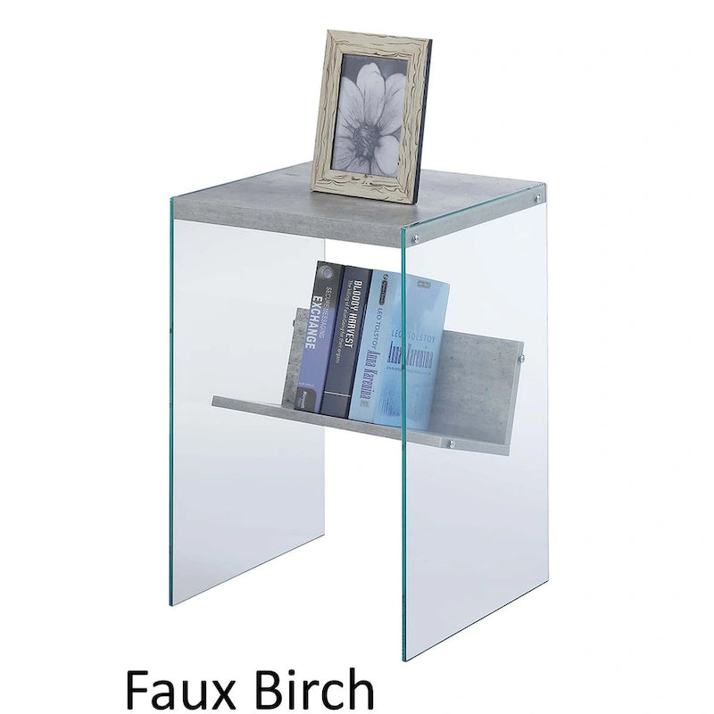 Table d'appoint en verre avec étagères