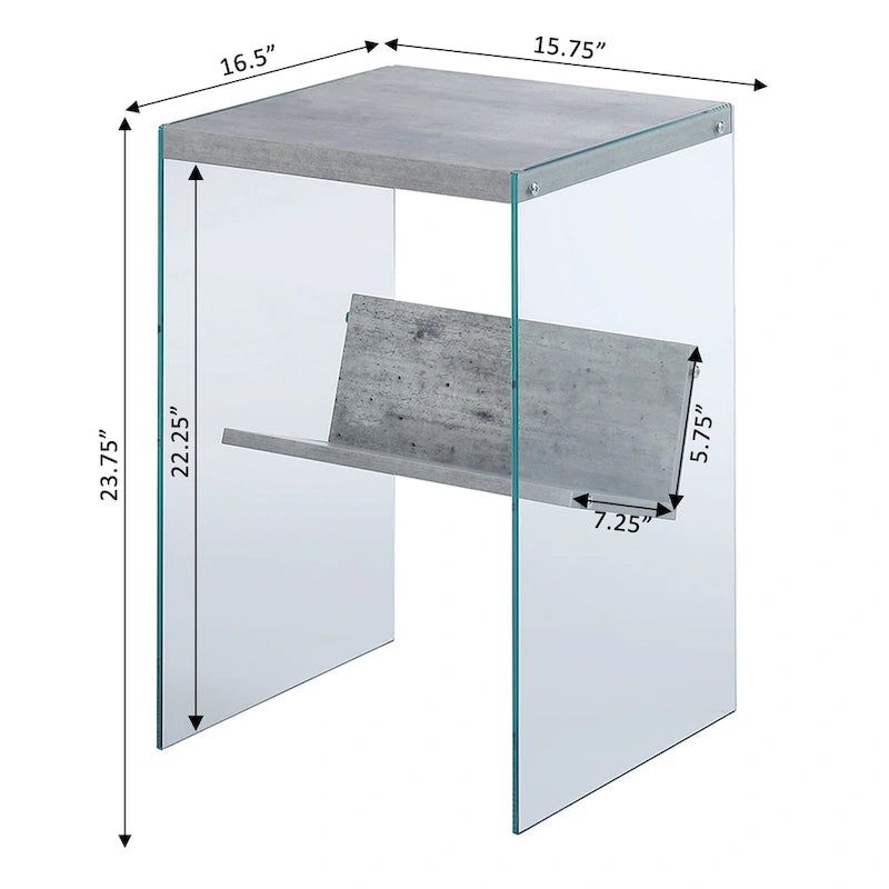 Table d'appoint en verre avec étagères