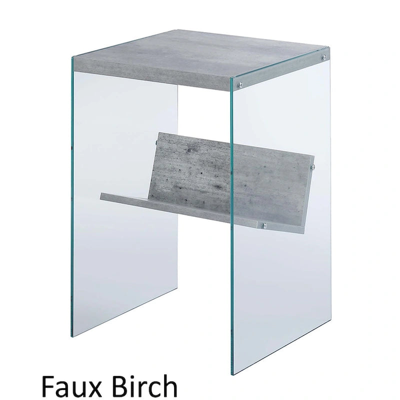 Table d'appoint en verre avec étagères