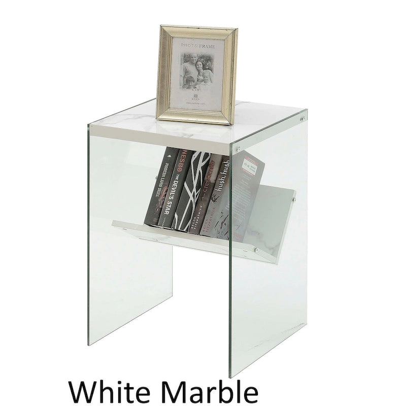 Table d'appoint en verre avec étagères