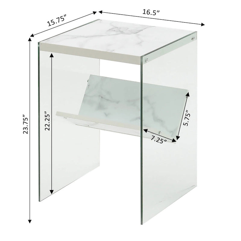 Table d'appoint en verre avec étagères