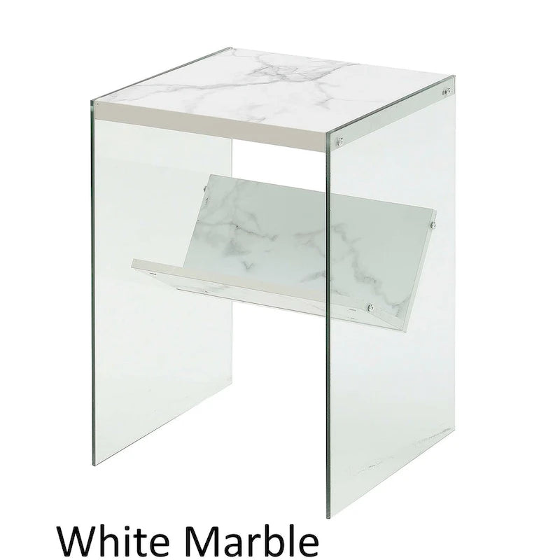 Table d'appoint en verre avec étagères
