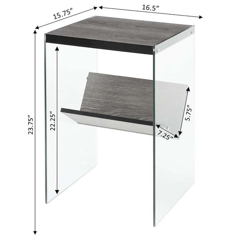 Table d'appoint en verre avec étagères