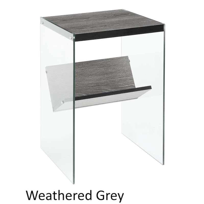 Table d'appoint en verre avec étagères
