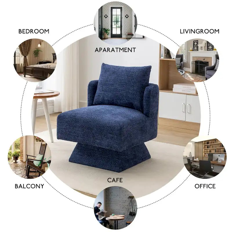 Fauteuils pivotants à 360 degrés en chenille pour salon et chambre à coucher