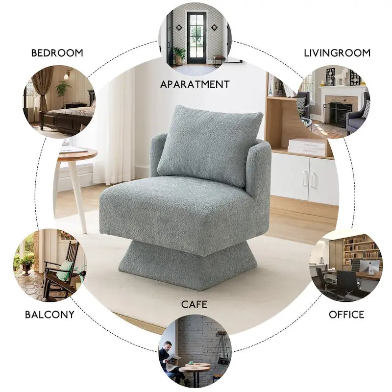 Fauteuils pivotants à 360 degrés en chenille pour salon et chambre à coucher