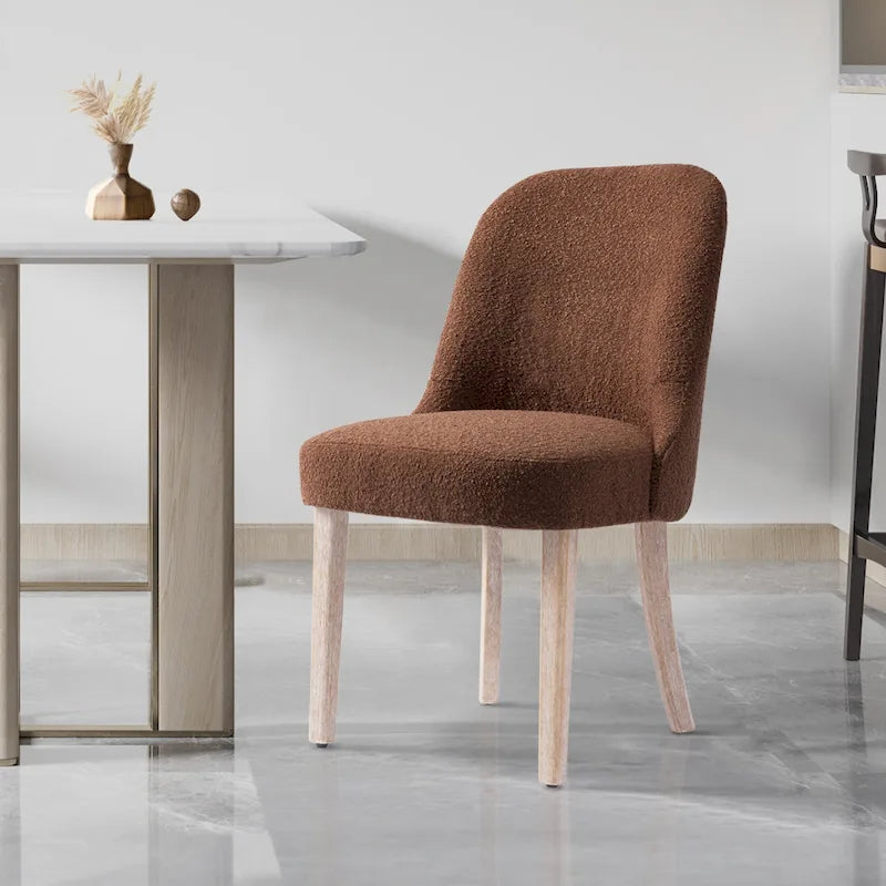 Chaise d'appoint rembourrée en polyester bouclé - Résistante à l'eau et aux taches