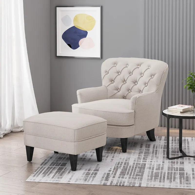 Ensemble fauteuil crapaud et repose-pieds