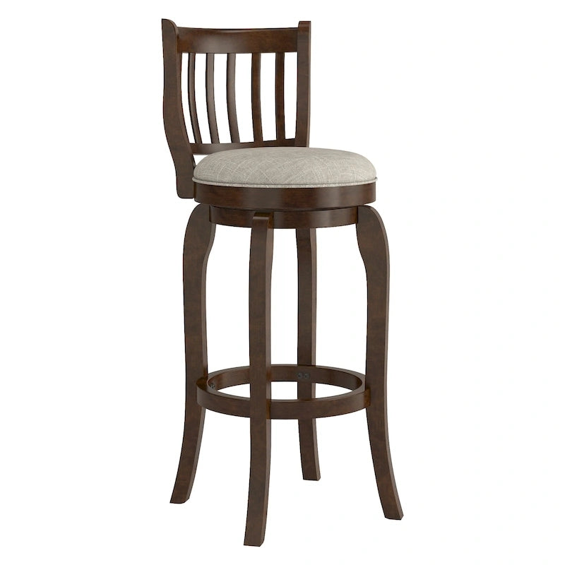 Tabouret de bar pivotant à dossier haut en lin moderne de 74 cm