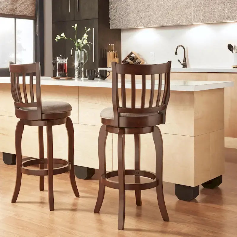 Tabouret de bar pivotant à dossier haut en lin moderne de 74 cm