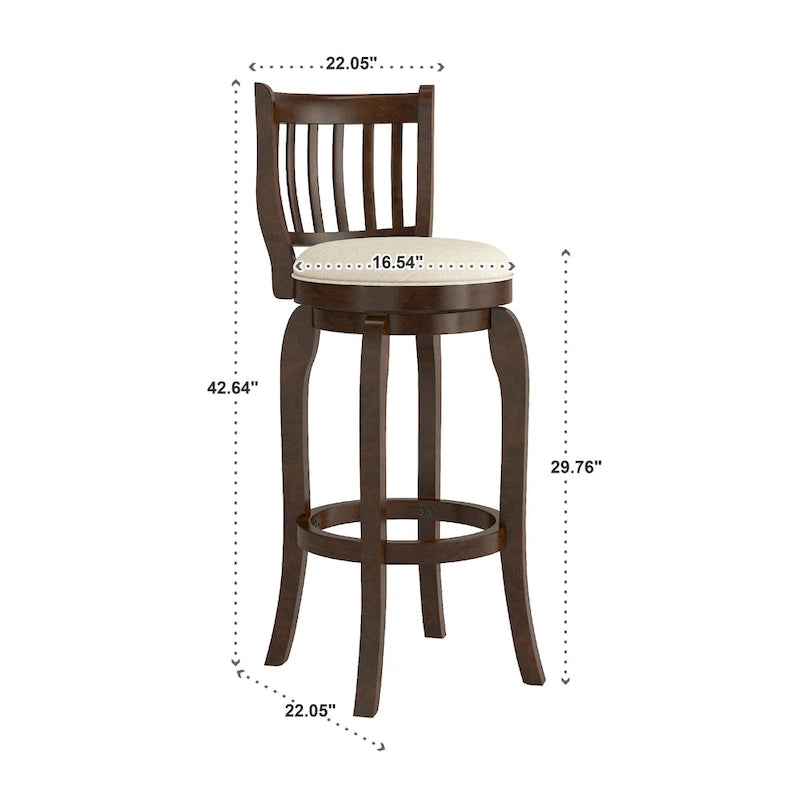 Tabouret de bar pivotant à dossier haut en lin moderne de 74 cm