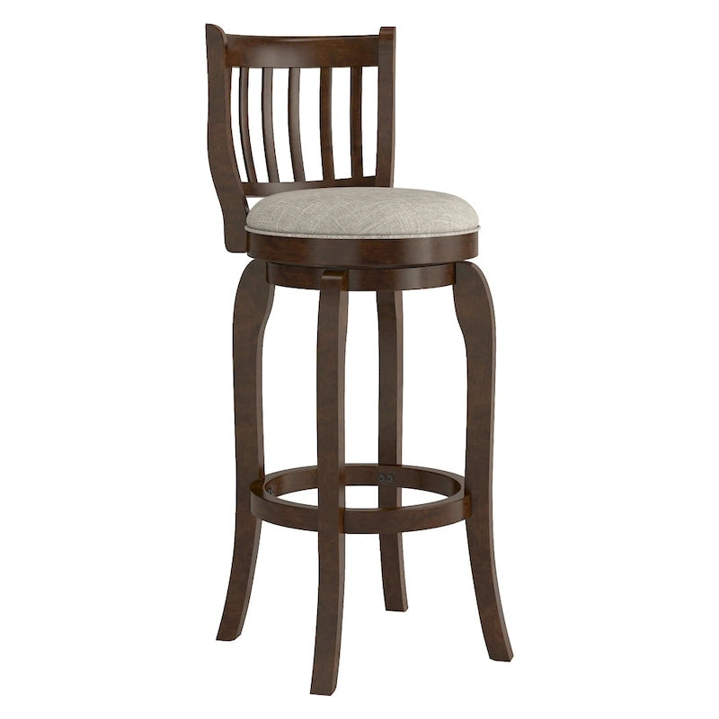 Tabouret de bar pivotant à dossier haut en lin moderne de 74 cm