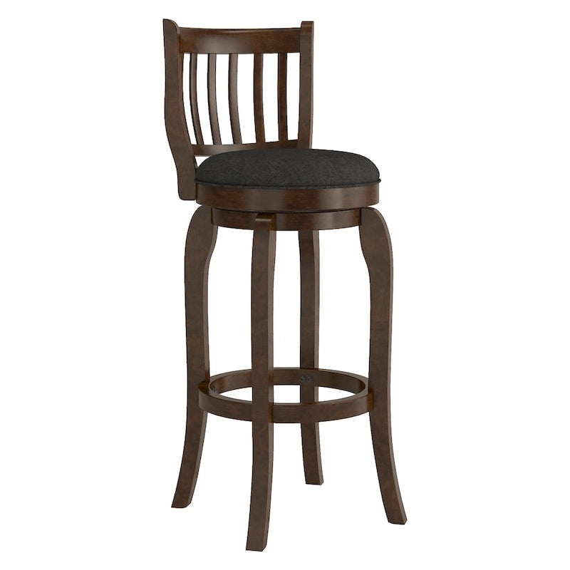 Tabouret de bar pivotant à dossier haut en lin moderne de 74 cm
