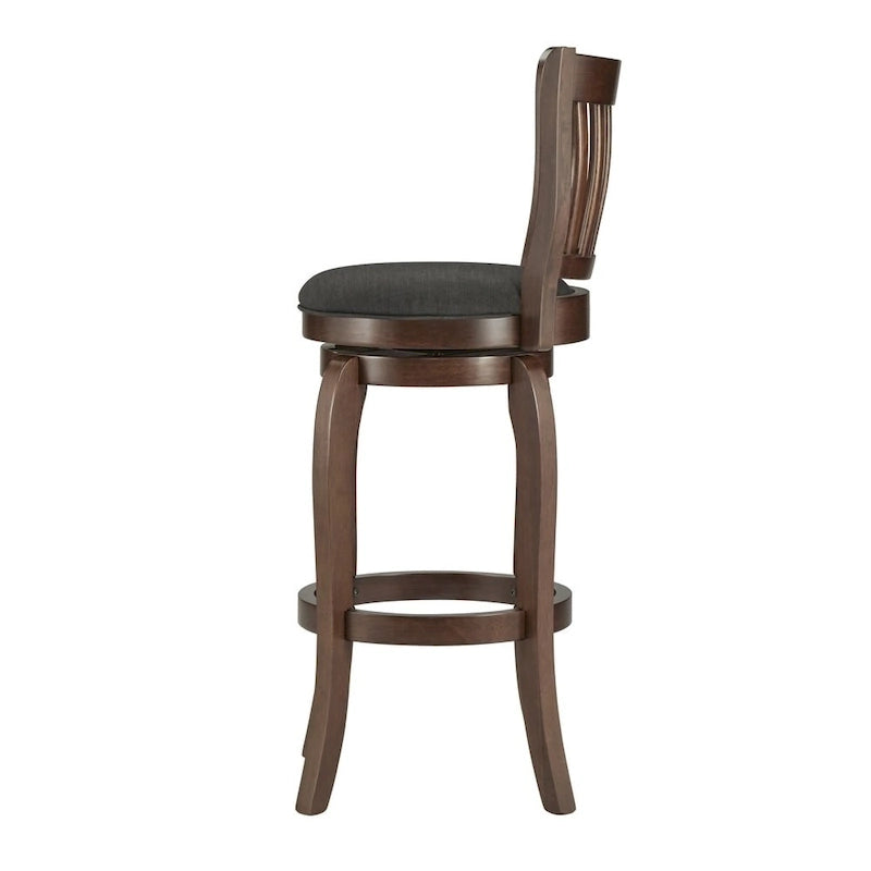 Tabouret de bar pivotant à dossier haut en lin moderne de 74 cm