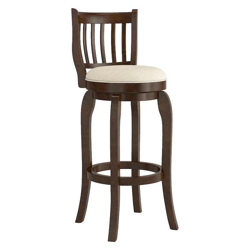 Tabouret de bar pivotant à dossier haut en lin moderne de 74 cm